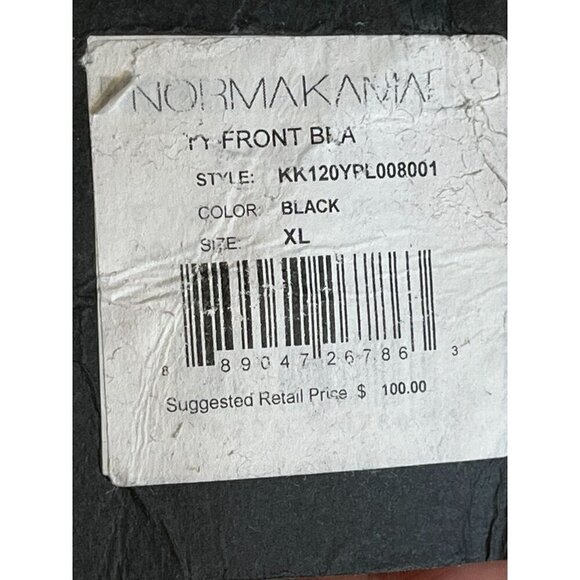 Norma Kamali Bra Women XL Black Tie Front Neck Strap Sexy Intimates Neutral Plus - Picture 2 of 10